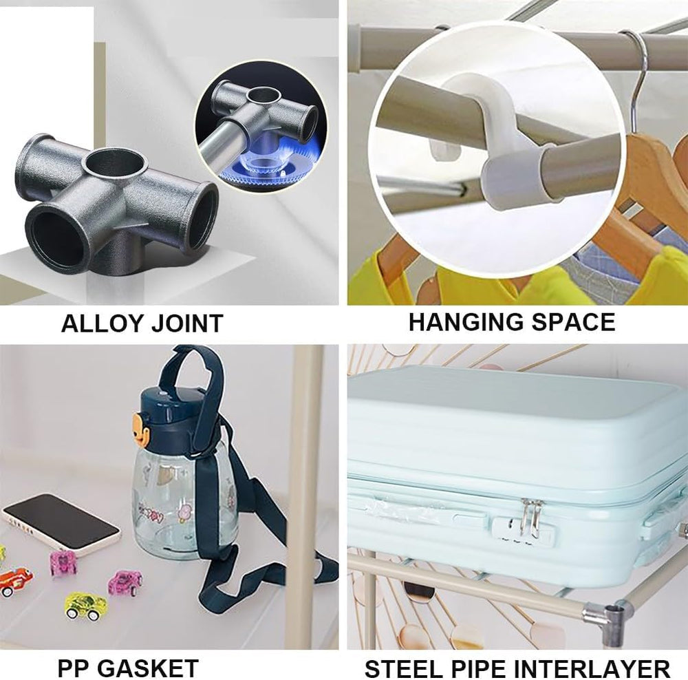 Portable Canvas Wardrobe 66x45x170CM - Large Capacity Multifunctional Clothes...