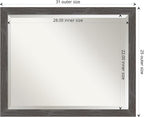 Amanti Art Grey Wall Mirror 25x31 Woodridge Rustic Grey Rectangle Bathroom Mirror for Wall Decor Living Room, Large Rustic Farmhouse Wood Frame, Hangs Horizonally and Vertically, Bathroom Decor