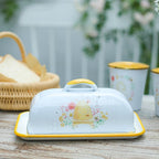 Enameled Farmhouse Vintage Butter Dish with Lid, 7.5 Inch Durable Kitchen Food Storage Container Rust-Resistant Refrigerator Safe,Vintage Decorative Design Kitchenware for Countertop