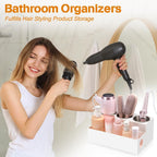 Hair Tool Organizer - Bathroom Vanity Organizers and Storage, Hair Styling Accessories Hot Tools Organizer Hair Dryer, Blow Dryer, Curling Iron, Flat Iron, Hair Straightener, White