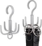 Space-Saving Tie Hanger, Small Space Storage and Organizer, 2 Piece Set, 360° Rotatable Portable Closet Organizers for Belt, Scarf, Bras, Tank top, Purses Etc(Gray)