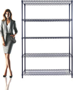 NSF Commercial 5-Tier Wire Shelving with Wheels, 48"x24"x72" Heavy Duty Metal Shelves 4000 lbs Max Capacity, Black Storage Rack for Garage Kitchen Pantry Warehouse
