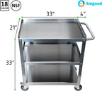 21 in. Wide X 33 in. Long X 33 in High | 3 Shelf Metal Utility Cart on Wheels with Handle