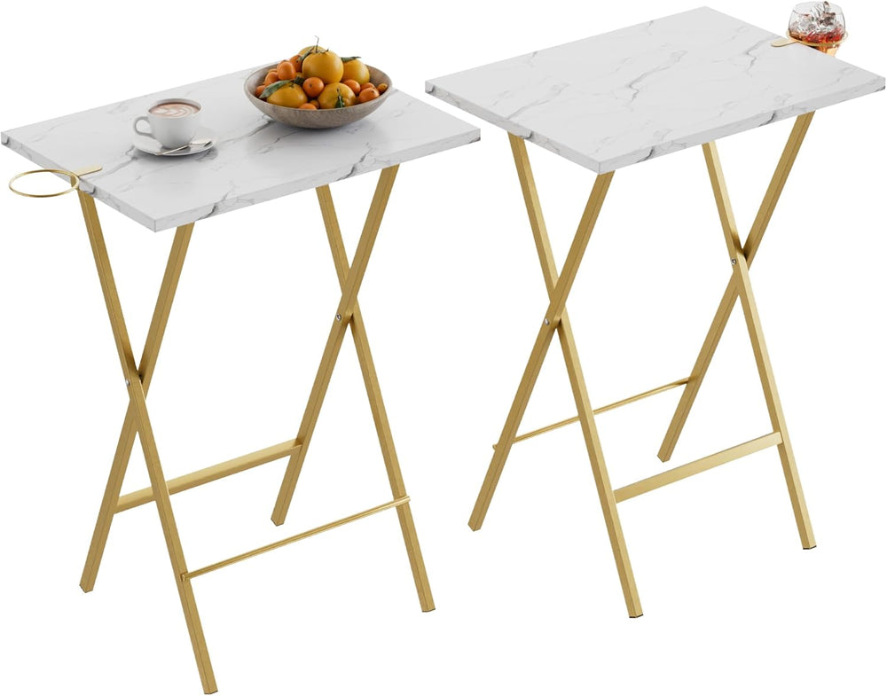 VECELO Folding TV Tray for Eating Set of 2, Portable Dinner/Snack Table with ...