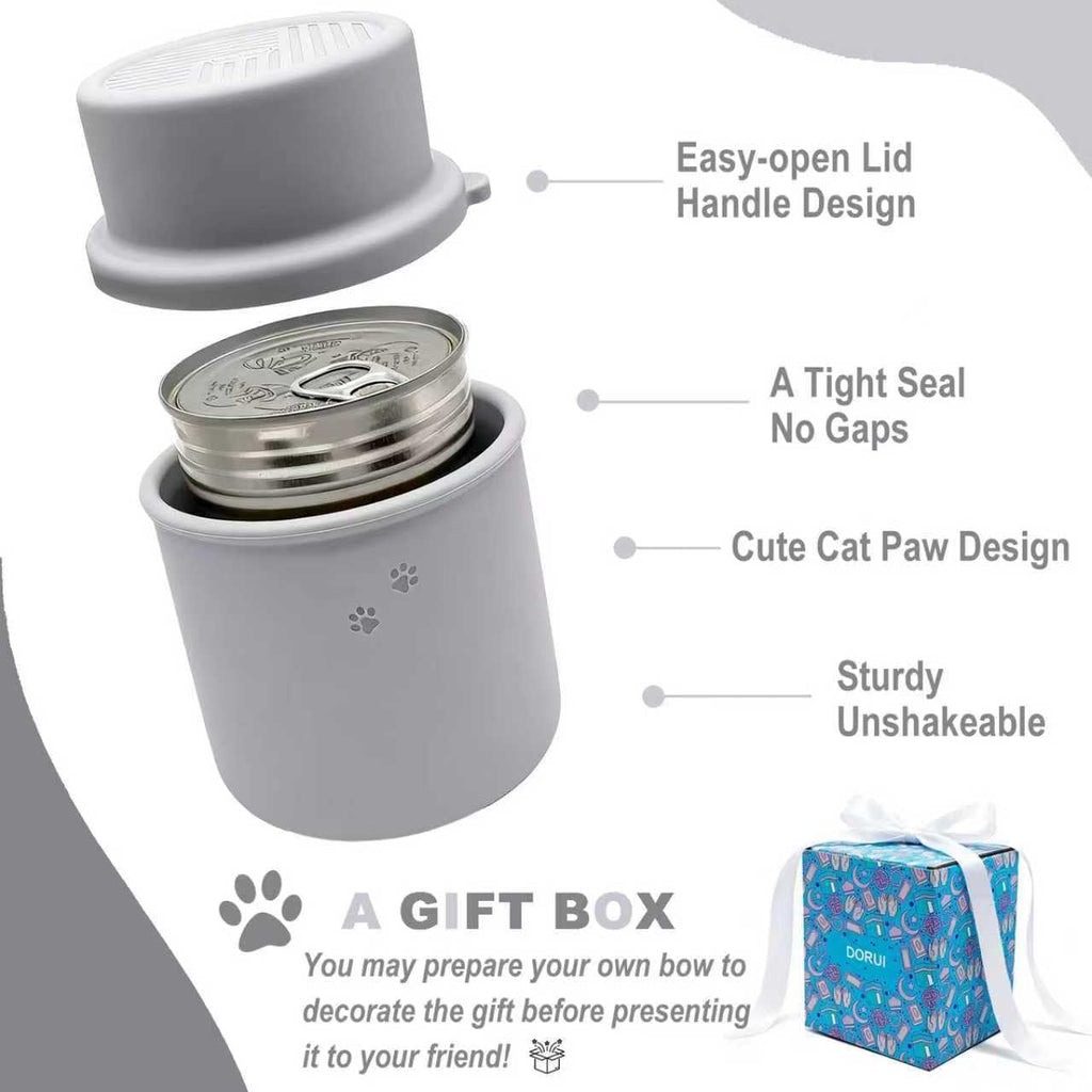 Original Canned Dog Food Storage Container | Silicone Can Cover Pet Food Sealer | BPA Free, Airtight, Dishwasher & Freezer Safe (Grey)