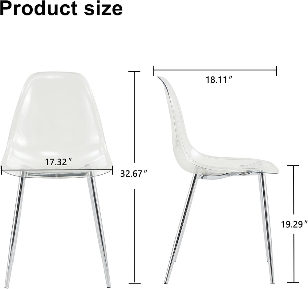 Clear Acrylic Dining Chairs Set of 4, Armless Modern Side Chairs with Transpa...