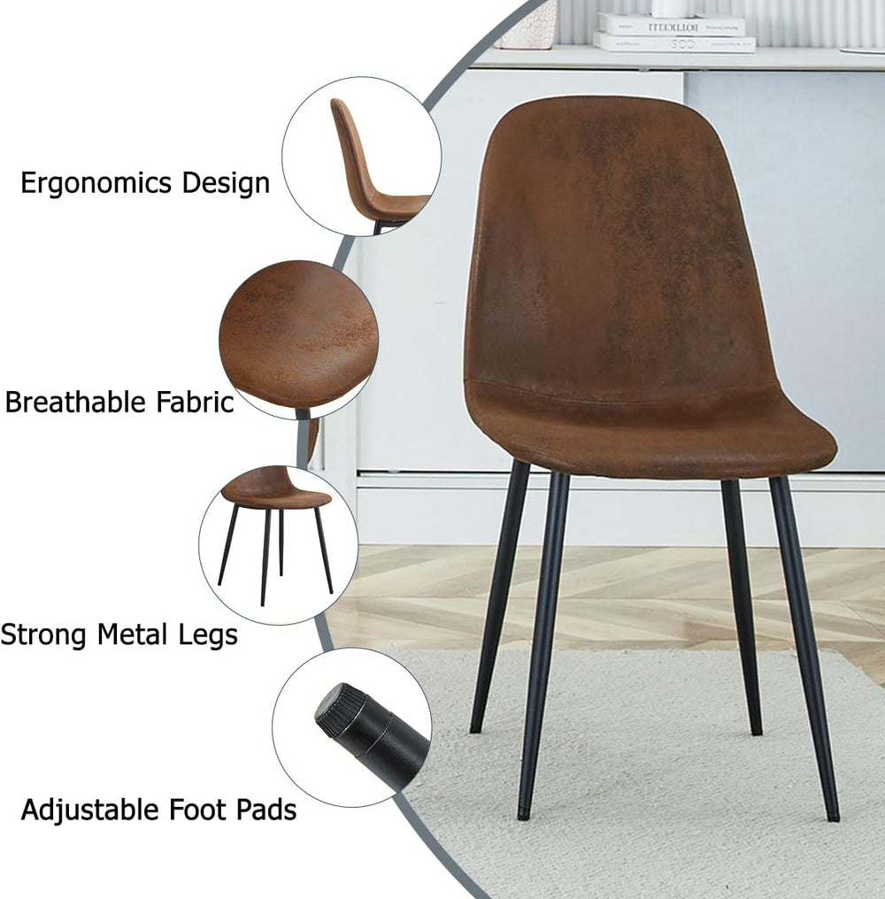 Round Dining Table Set for 6, Black Kitchen Table Set for 6 with 42''...