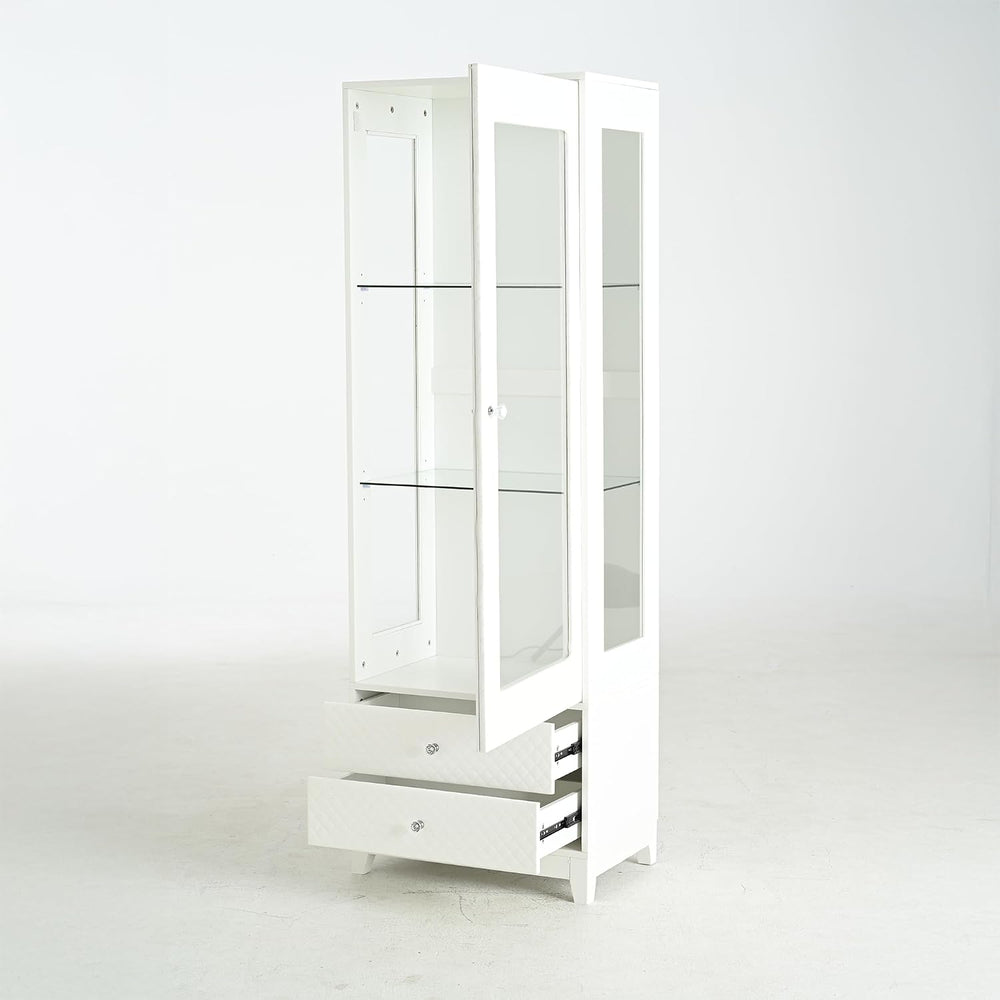 roomfitters 71'' Display Cabinet with Glass Door, Freestanding Pantry...