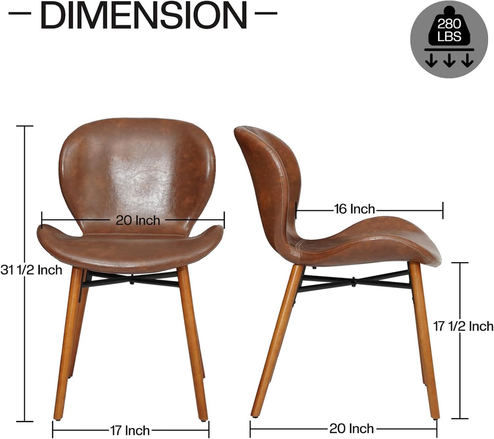 Modern Dining Chair Set of 4, Dining Room Chairs with Thick Cushions | Faux L...