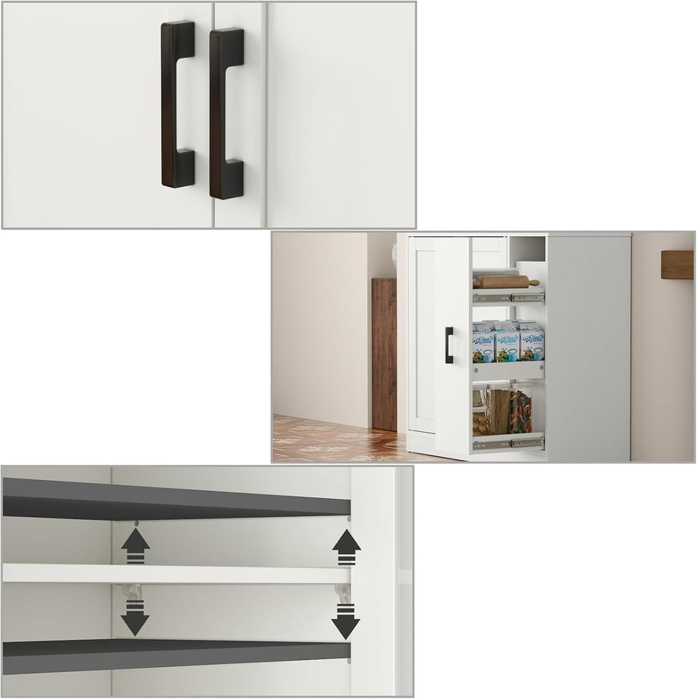 68" Kitchen Pantry Cabinet with Side Drawer, Kitchen Pantry Storage Cabi...
