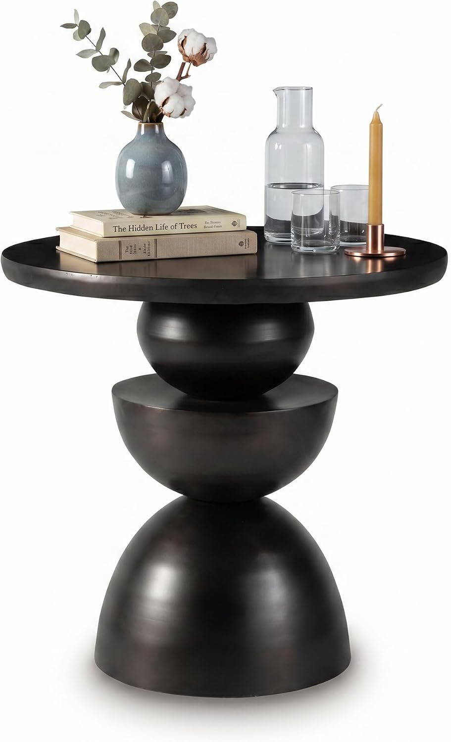 Signature Design by Ashley Kurtson Accent Table, Round Metal End Table with C...