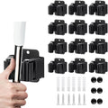 12PCS Broom and Mop Holder, Heavy Duty Garden Tool Organizer Rack Rake and Shovel Handle, Stainless Steel Mop Hanger. Wall Mounted with Screws.Matte Black
