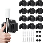 12PCS Broom and Mop Holder, Heavy Duty Garden Tool Organizer Rack Rake and Shovel Handle, Stainless Steel Mop Hanger. Wall Mounted with Screws.Matte Black