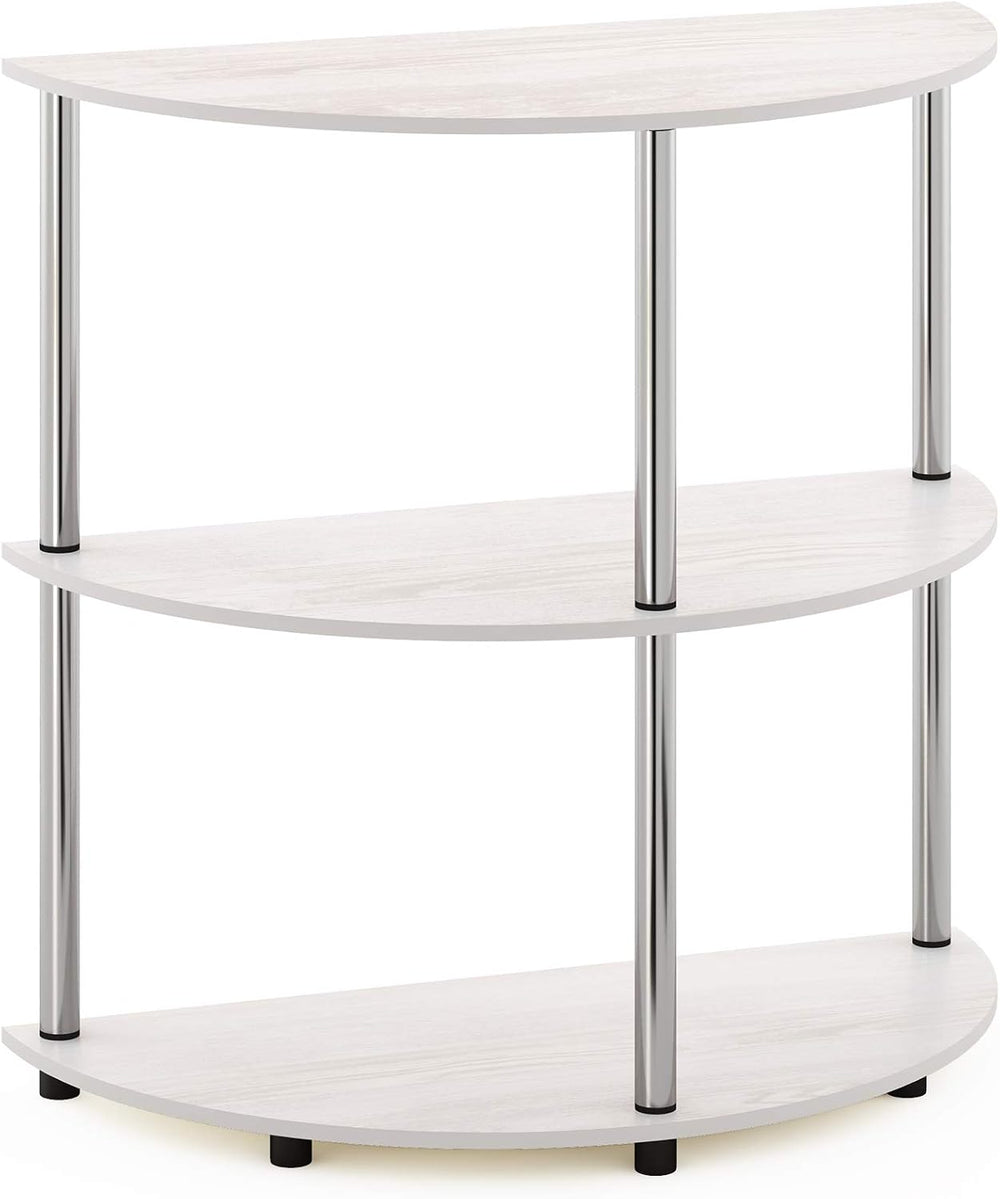 3-Tier Half-Round Console Table with Storage Shelf, Toolless Assembly Narrow ...