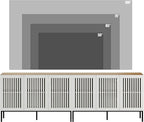 Farmhouse TV Stand for 100 Inch TVs, 2-in-1 Entertainment Center with Storage Cabinets & Metal Base, Antique White Media Console for Living Room