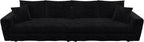KEIKI 102.4" Sectional Couches, Modern Comfy Upholstered Sofa Cloud Couch, Deep Seat 4 Seat Sofa Set with Soft Pillows and Movable Ottoman for Living Room, Apartment, Office, Black