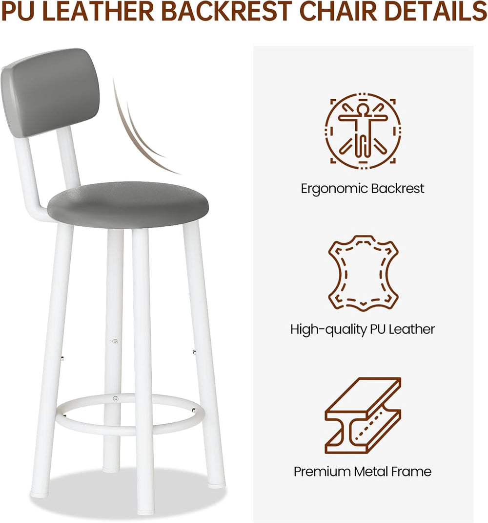 Recaceik Pub Dining Table Set for 2, Table and Bar Stools with 3 Storage Shel...