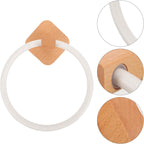Wooden Hand Towel Ring Holder Space-Saving Bathroom and Kitchen Towel Organizer Lightweight Wooden Rack Drill-Free Wall Mount Design