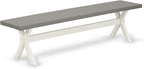 East West Furniture X097EL207-6 6 Piece Kitchen Table Set Contains a Rectangle Dining Table with X-Legs and 4 Gray Linen Fabric Parson Chairs with a Bench, 40x72 Inch, Multi-Color