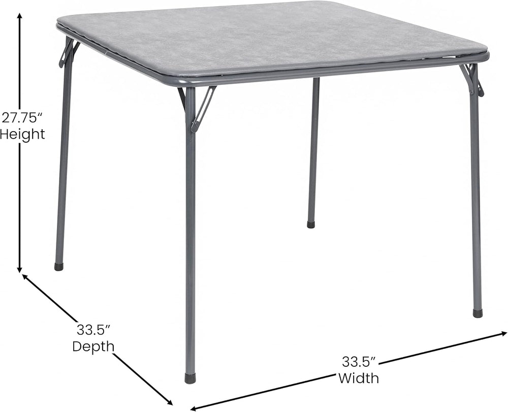 EMMA + OLIVER Gray Square Folding Card Table and Chairs Set for 4 Players | L...