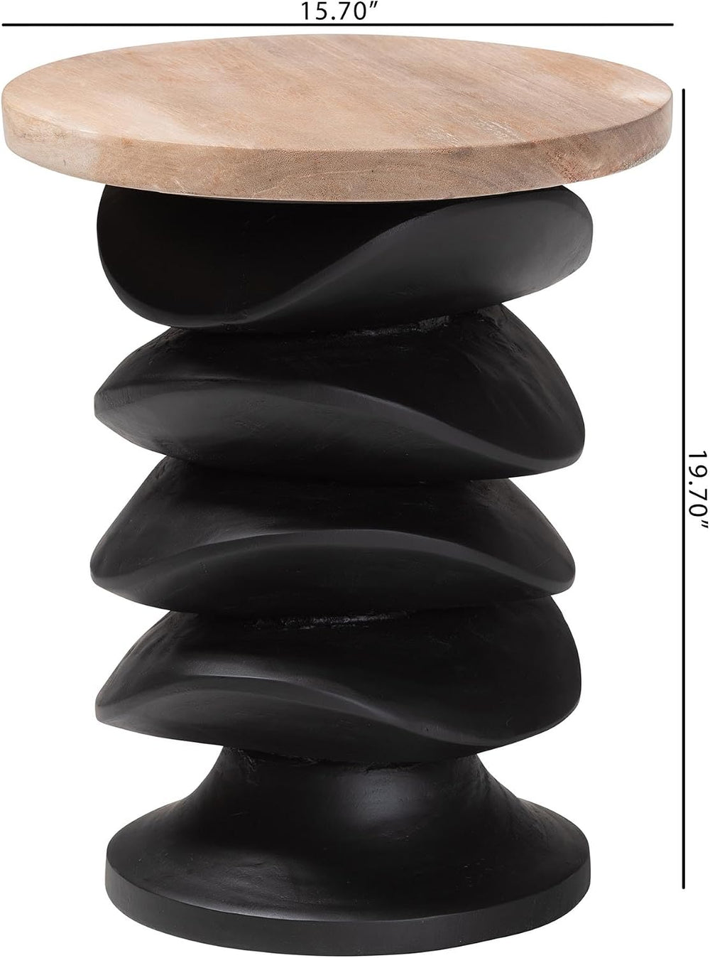 Bali & pari Ziva End Table with Petrified Wood Top - Pedestal Accent Side...