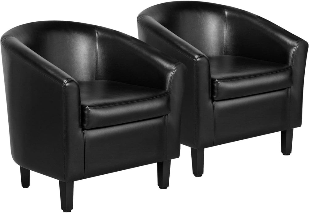 Yaheetech Barrel Chairs Set of 2, Faux Leather Club Armchairs, PU Leather Acc...