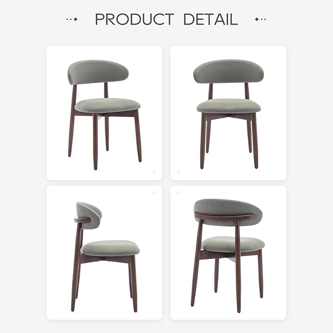 COLAMY Wooden Dining Room Chairs Set of 2, Modern Upholstered Fabric Dining C...
