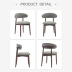 COLAMY Wooden Dining Room Chairs Set of 2, Modern Upholstered Fabric Dining Chairs, Farmhouse Kitchen Side Chair with Foot Pegs, Green