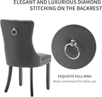 Leather Dining Chairs Set of 4, Upholstered Dining Room Chairs with Nailhead Trim, Sillas de Comedor Modernas 4, Wooden Kitchen Chairs for Dining Room, Living Room, Kitchen, Bedroom, Grey