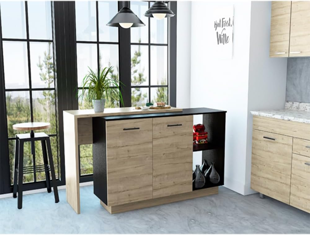 2-Shelf 1-Drawer Kitchen Island Wenge and Light Oak | Includes 5 shelves and ...