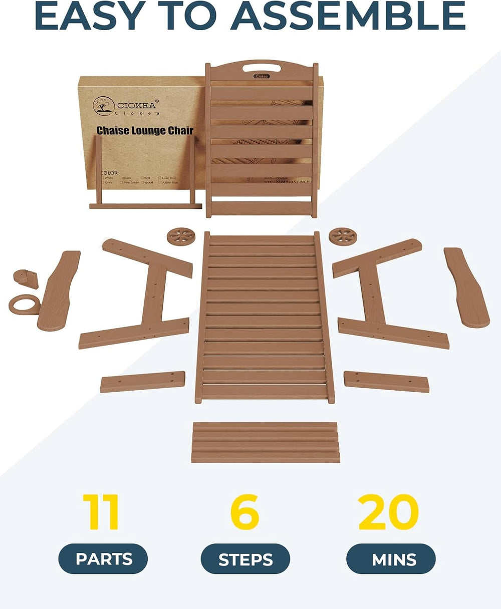 Ciokea Lounge Chair Outdoor, Oversized Chaise Lounge Chair with 5 Positions, ...