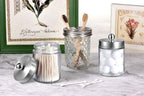 Amolliar Apothecary Jars Bathroom Vanity Organizer -Countertop Canister Jar with Storage Lid - Qtip Dispenser Holder Glass for Qtips,Cotton Swabs,Makeup Sponges ,Hair Band - Brushed Nickel (1 Pack)