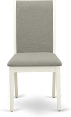East West Furniture MZLA3-LWH-06 3 Piece Kitchen Table & Chairs Set Contains a Rectangle Dining Table with Dropleaf and 2 Shitake Linen Fabric Upholstered Chairs, 36x54 Inch, Linen White