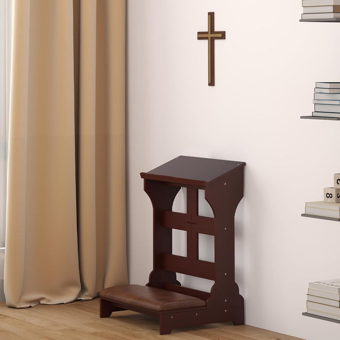 Prayer Bench Kneeler, Wooden Prayer Kneeler for Home, Prayer Bench for Kneeling at Home, Church Prayer Bench Stool Table with Cushion