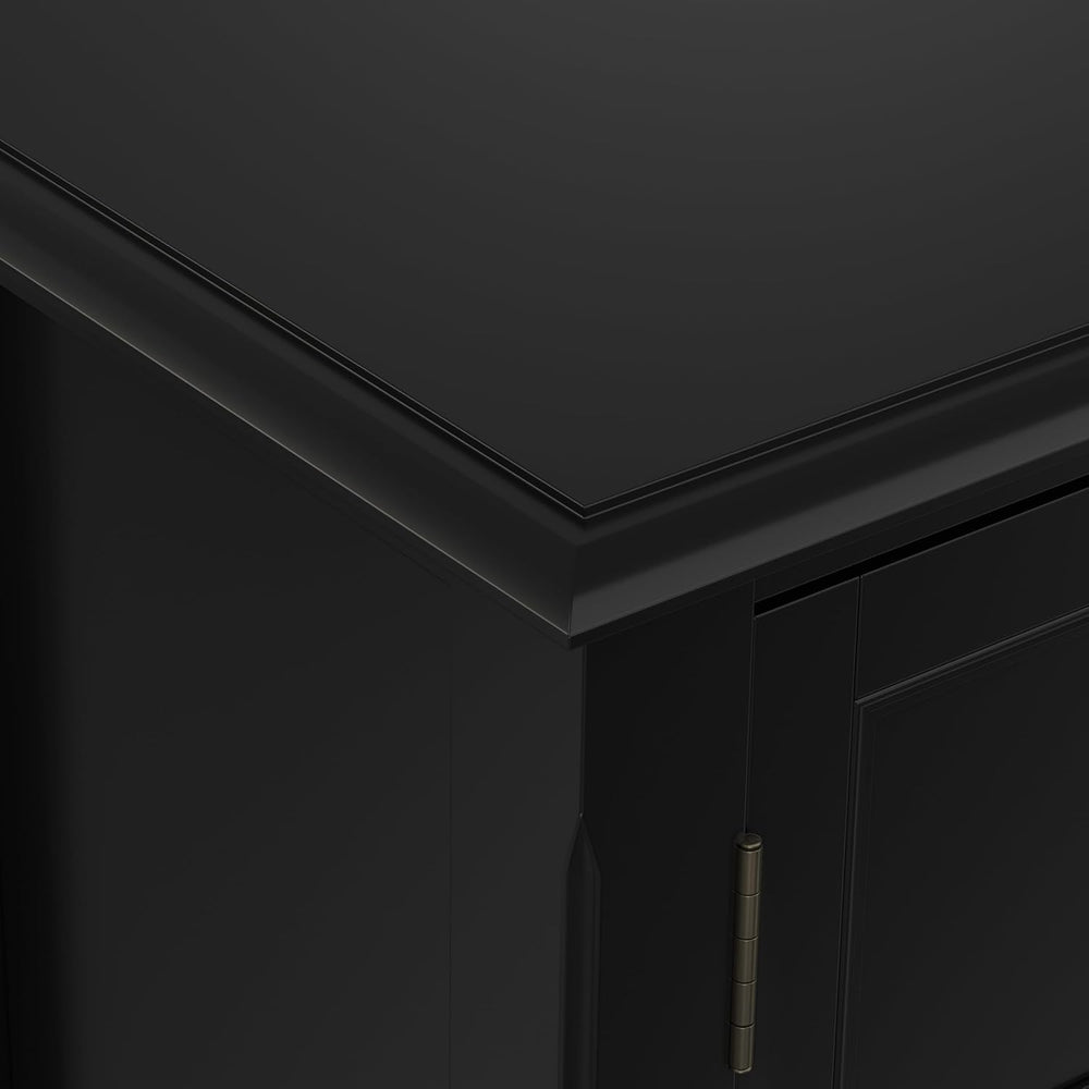 SIMPLIHOME Burlington 30" Wide Solid Wood Cabinet in Black