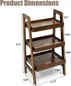 100% Solid Wood 3-Tier Ladder Shelf with Stable Frame for Saving Space | Compact Narrow Standing Ladder Shelves,Ladder Bookshelf with Anti-Slip Edges for Living Room Bedroom Couch