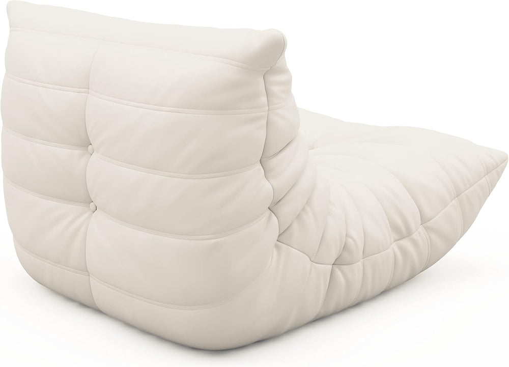 Uncompressed Bean Bag Chair for Adults, Memory Foam Floor Sofa | White, Leath...