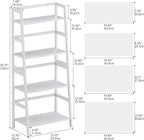HITNET Ladder Shelf, 4 Tier Bookshelf, Floor Standing Bathroom Storage Rack with Bamboo Frame, Home Office Open Display Bookcase, White