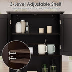 Tangkula Wall Mount Bathroom Cabinet Wooden Medicine Cabinet Storage Organizer with 2-Doors and 1-Shelf Cottage Collection Wall Cabinet (Espresso)