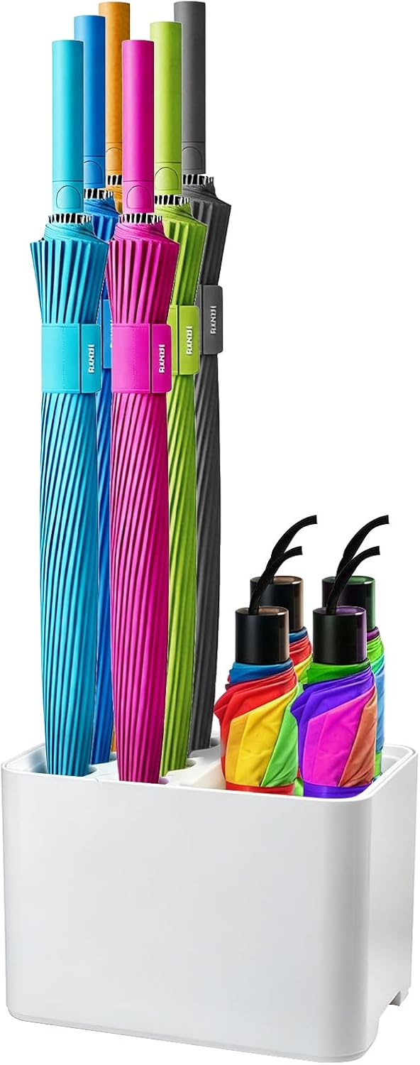 Umbrella Stand Rack Umbrella Holder with Drip Tray for Entryway Corner Home Office Decor Space Saving Organizer Stored 10 Umbrellas, White