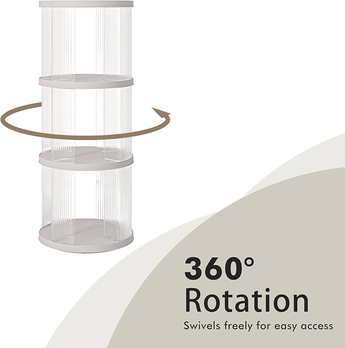3 Tier Rotating Bookshelf Spinning Bookshelf Tower Swivel Bookcase Round Book Shelf for Small Space Revolving Bookcase for Playroom Bedroom Living Room