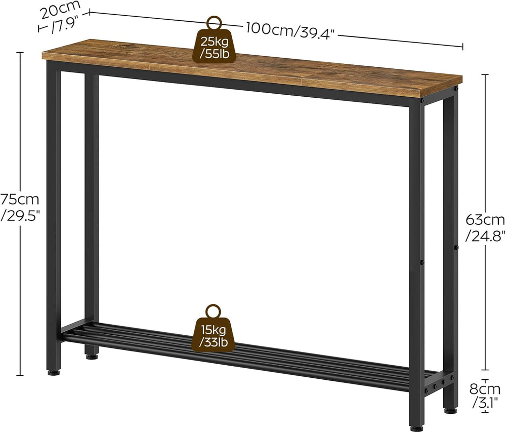YATINEY Narrow Console Table, 2-Tier Small Sofa Table, 39.4" Thin Entryw...