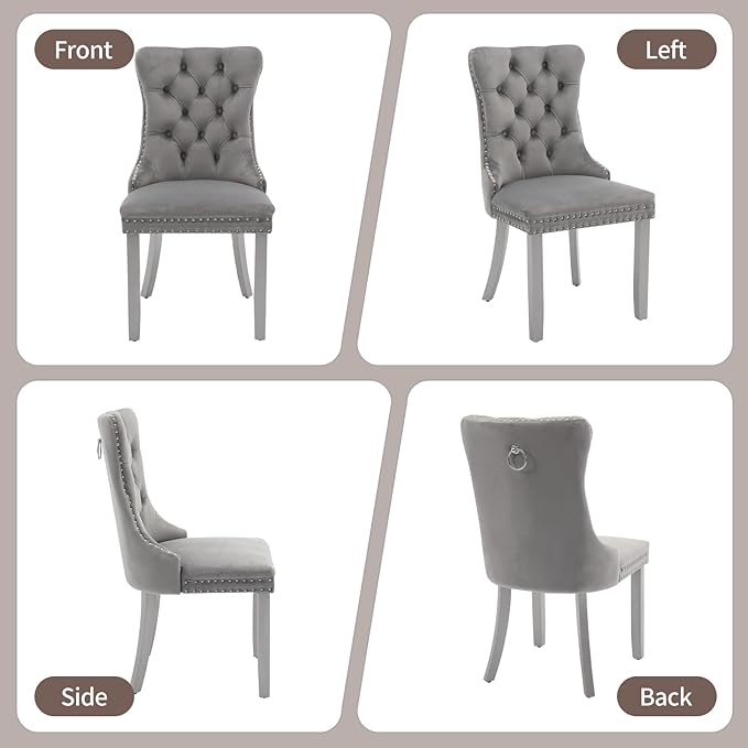 Velvet Dining Chairs Set of 2, High-end Tufted Upholstered Dining Chair with ...