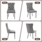Velvet Dining Chairs Set of 2, High-end Tufted Upholstered Dining Chair with Back Ring Pull, Nailhead Trim and Silver Solid Wood Legs, Modern Dining Room Chairs for Dining Room, Light Gray