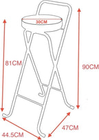 Folding Stool, Metal Bar Stools, Island Chairs 32", Padded Folding Chairs, Tall Bar Stools for Kitchen Counter, Bar, Garage, Workshop