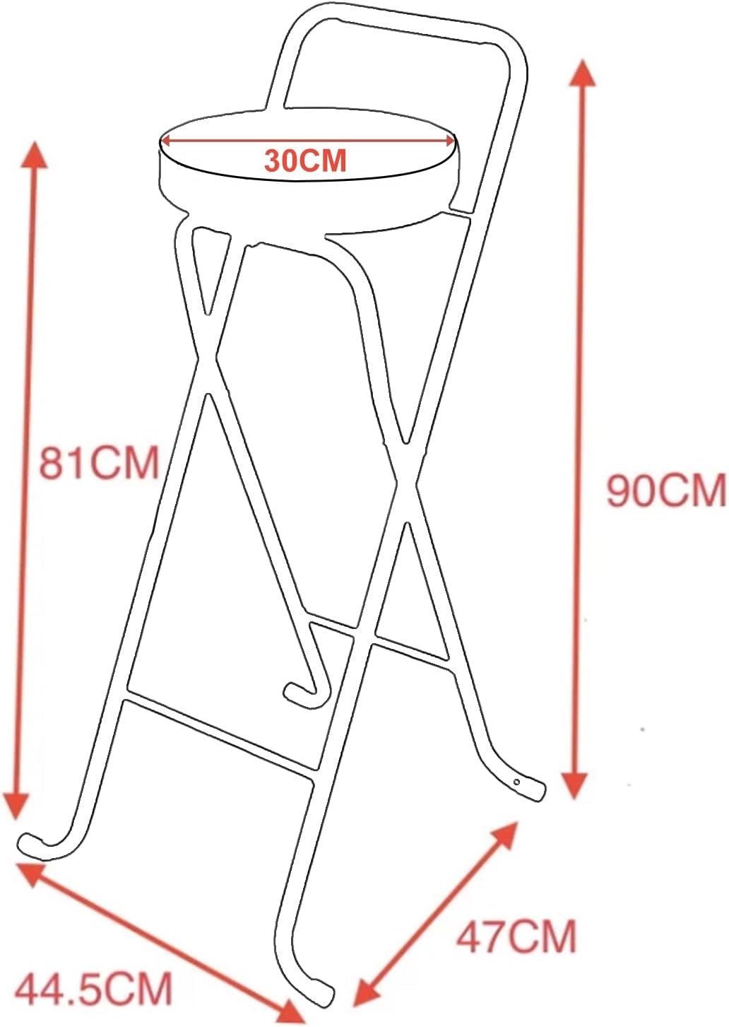 Folding Stool, Metal Bar Stools, Island Chairs 32", Padded Folding Chairs, Tall Bar Stools for Kitchen Counter, Bar, Garage, Workshop