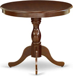 East West Furniture AMAB3-MAH-18 3 Piece Kitchen Table Set for Small Spaces Contains a Round Dining Table with Pedestal and 2 Coffee Linen Fabric Upholstered Chairs, 36x36 Inch, Mahogany
