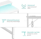 Lufeiya Small White Desk with LED Lights and Power Outlets, 32 Inch Home Office Computer Desks with Monitor Stand, Teen Writing Study Table Gaming Desk with Charging Station, White