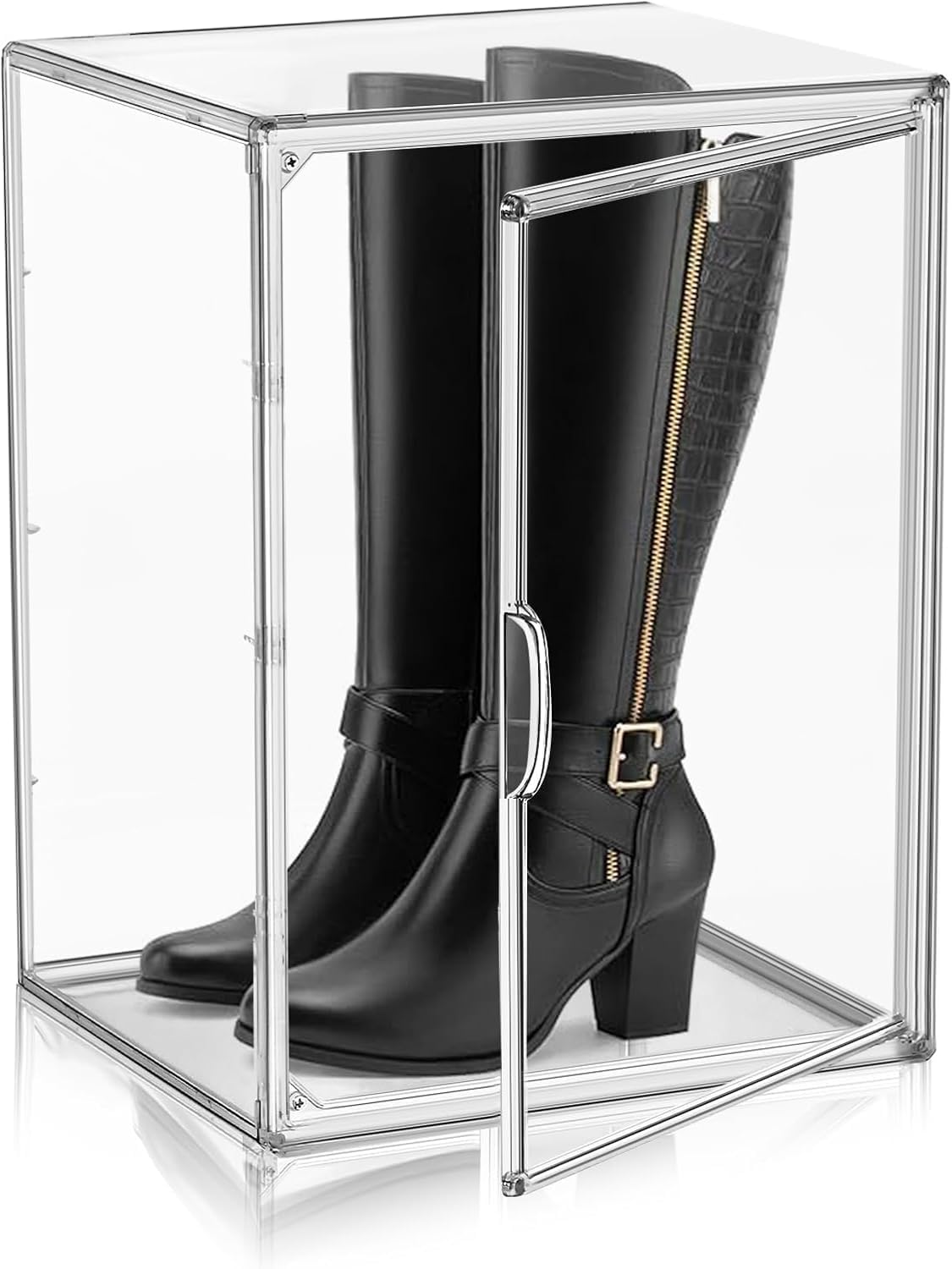 2 Pcs XX-Large Acrylic Shoe Display Case, 15.3'' x 9.8'' x 11.4'' Boot Boxes for Tall Boots Size 15 Sneaker Case Super Large Storage Boxes for Boots, Handbag, Collectibles, Books, Cosmetic