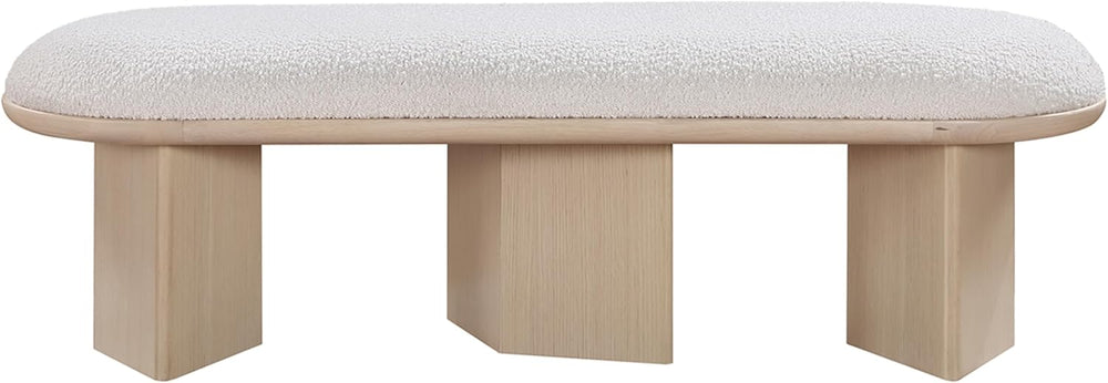 Meridian Furniture 22004Cream Wilshire Collection Art Deco Bench with Luxurio...